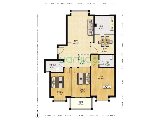 日月星城华景阁 3室2厅2卫 139平方