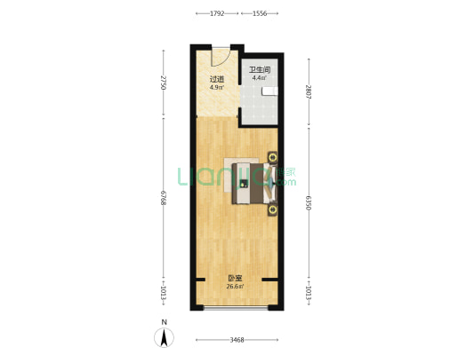 格林中心 1室0厅1卫 58平方