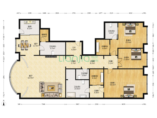 哈公馆 3室2厅4卫 332平方