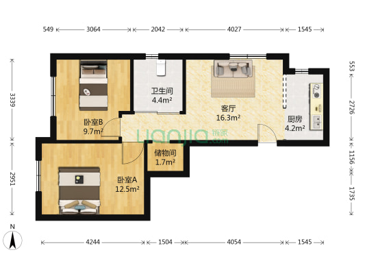 汇邦枫丹 2室1厅1卫 67平方