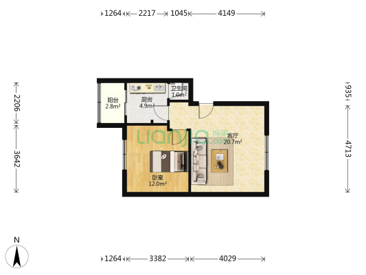 工农院街18号 1室1厅1卫 45平方