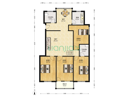 文苑小区 4室2厅2卫 155平方