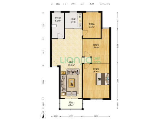 县前街1号 2室1厅1卫 103平方