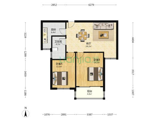 万成尚景 2室1厅1卫 88平方