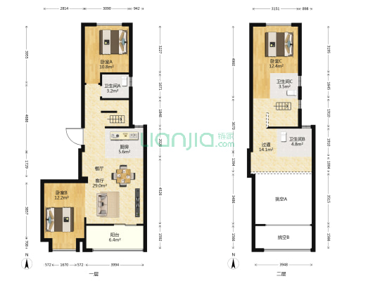 建发榕墅湾 3室1厅3卫 126平方