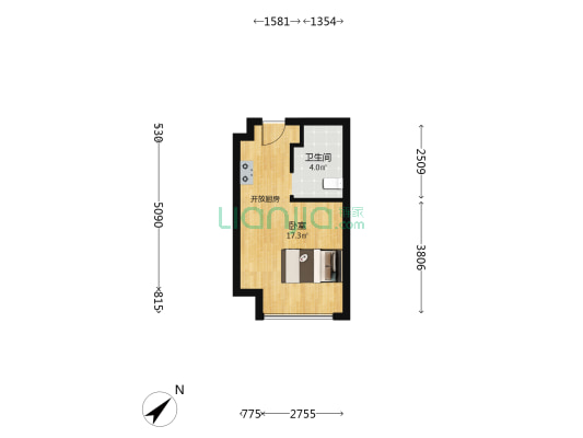 星河盛境都荟大厦 1室0厅1卫 37平方