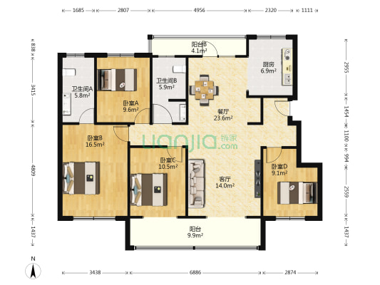 中南·春溪集 4室2厅2卫 143平方