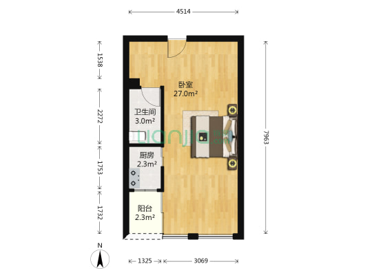 一品广场 1室0厅1卫 37平方