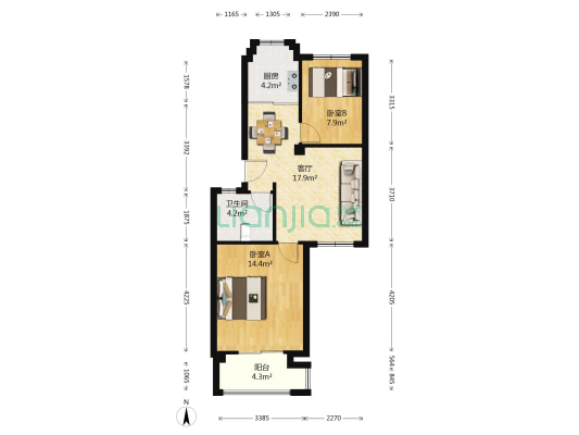 星城半岛 2室1厅1卫 64平方