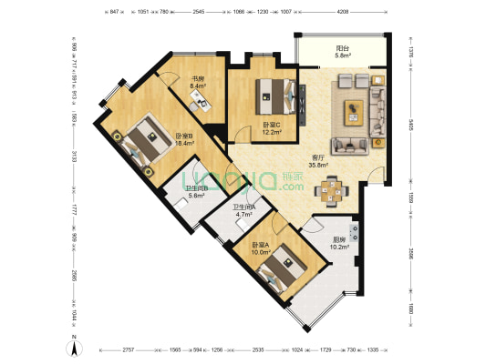 桂香苑 4室1厅2卫 130平方