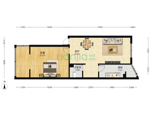 龙平路69号 1室1厅1卫 78平方