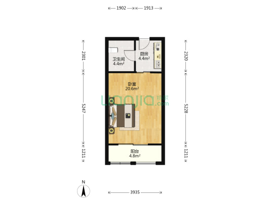 绍兴国际财富中心 1室0厅1卫 54平方