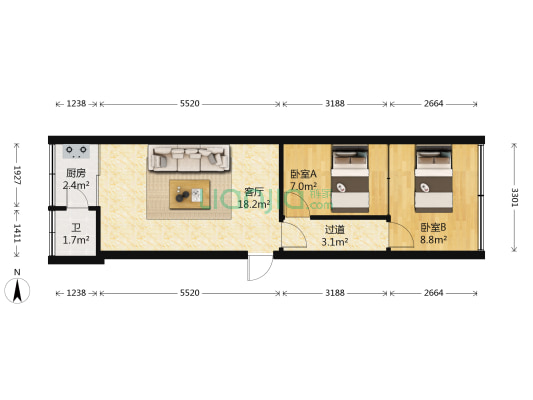 青云路79号 2室1厅1卫 54平方