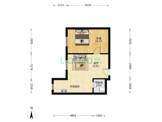 盛锦园 1室1厅1卫 63平方