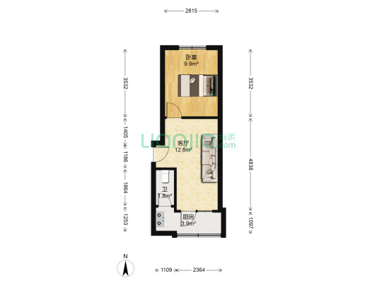 通顺桥街33号 1室1厅1卫 35平方
