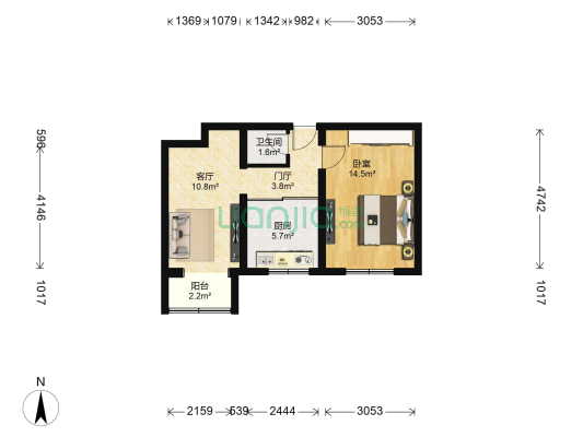 郑重庄637号 1室1厅1卫 53平方