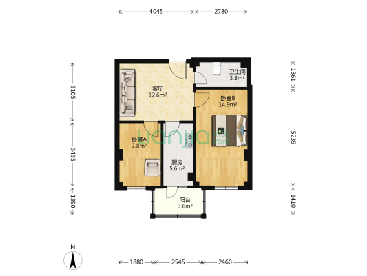 奖工东苑北区 2室1厅1卫 70平方