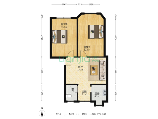 薇湖路 2室1厅1卫 74平方