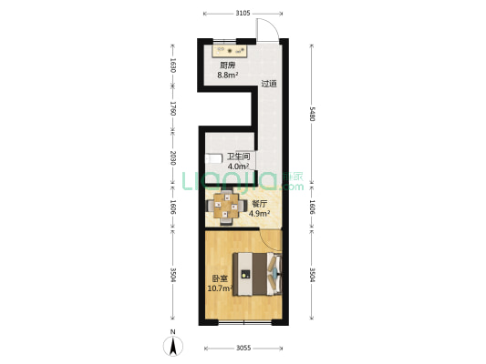 泰康路21号 1室1厅1卫 36平方