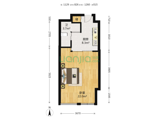 太平洋时代中心 1室0厅1卫 53平方