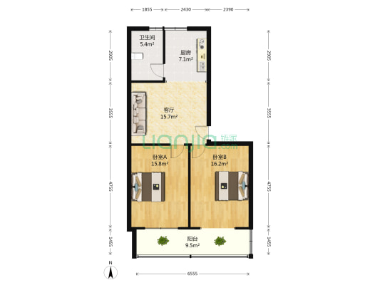 通州星源城 2室1厅1卫 84平方