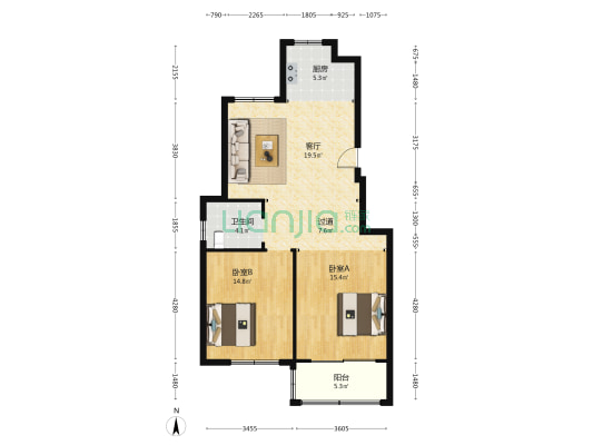 白玉二村 2室1厅1卫 110平方