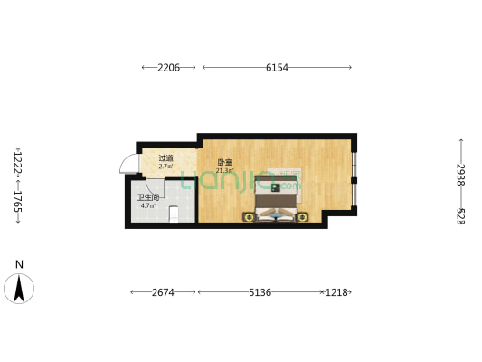 浩创华尔街一号 1室0厅1卫 42平方