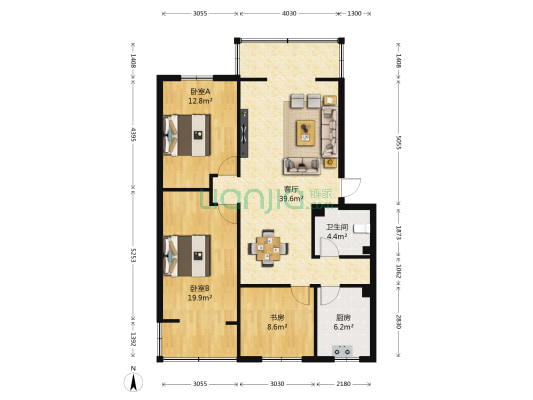 科院街2号 3室1厅1卫 102平方