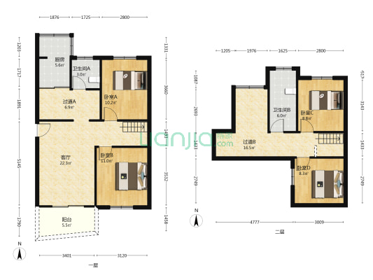 秋实园 4室1厅2卫 116平方