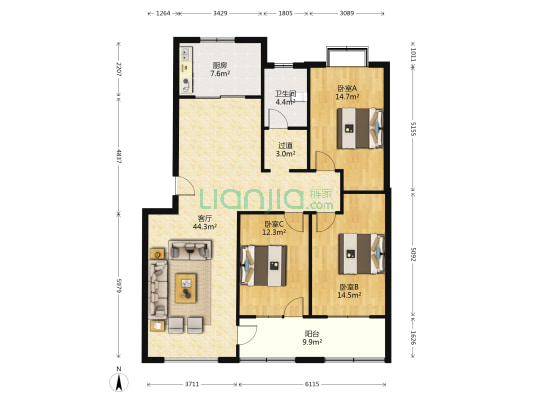 教授新村 3室1厅1卫 142平方