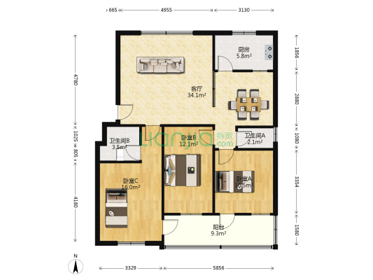 站前路农行单位宿舍 3室1厅2卫 112平方