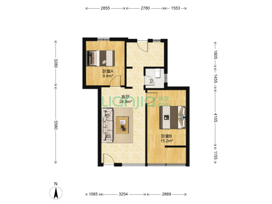 环城西一路222号 2室1厅1卫 61平方
