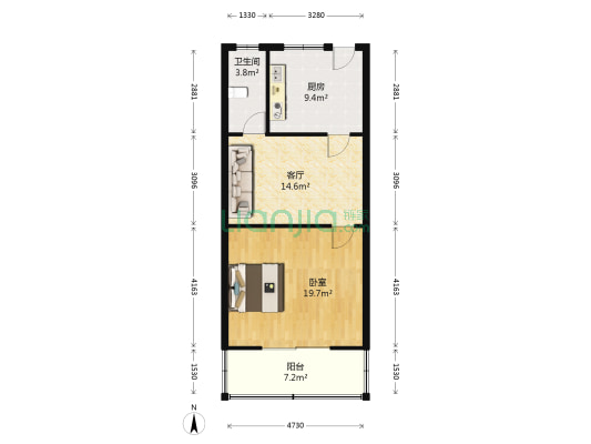 嘉园小区 1室1厅1卫 79平方