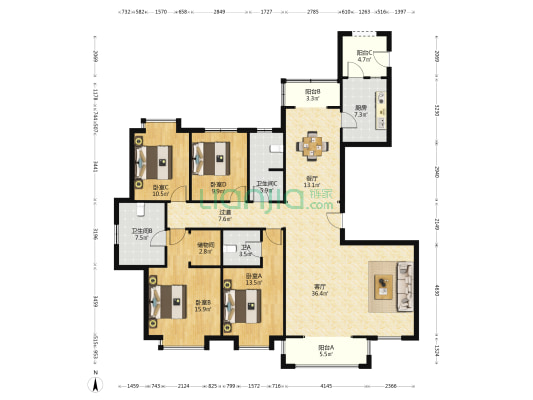 唐延九珺 4室2厅3卫 188平方