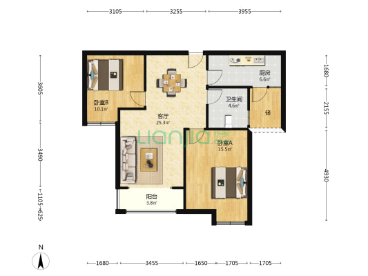 丽景佳苑三期 2室1厅1卫 88平方