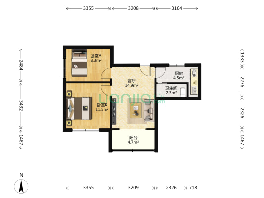 财务局家属院（小南城巷） 2室1厅1卫 50平方