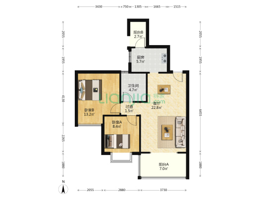 锦苑二期 2室1厅1卫 78平方