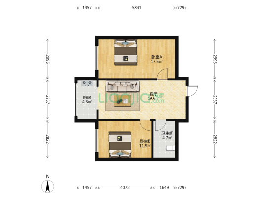 立业家园 2室1厅1卫 72平方