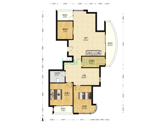 文锦雅苑 2室1厅1卫 147平方