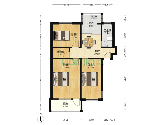 万康小区 3室1厅1卫 76平方