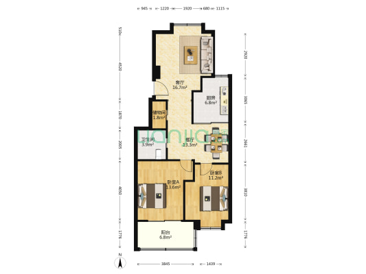星汉城市花园 2室2厅1卫 94平方