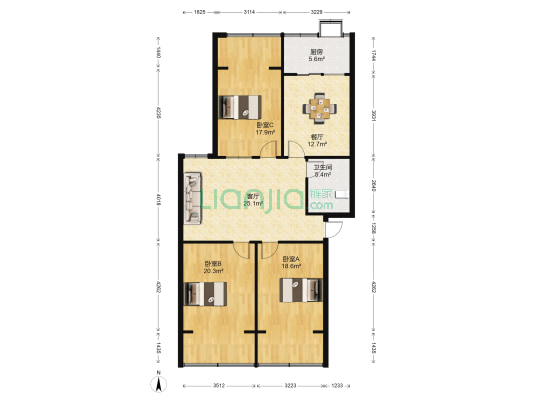 五公司小区东区 3室2厅1卫 111平方