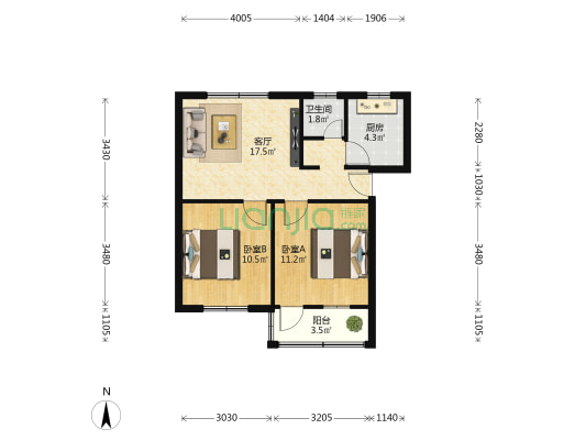 海角路167号外贸宿舍 2室1厅1卫 54平方