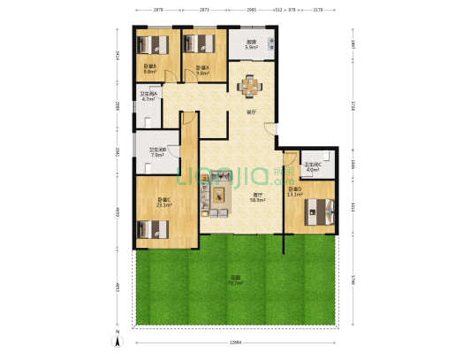 保利·珑熙 4室1厅3卫 170平方