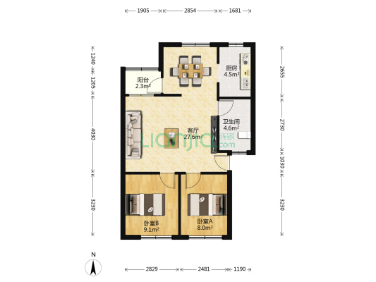 金星园丁小区 2室1厅1卫 62平方