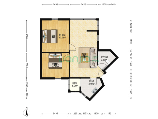 北光B区 2室1厅1卫 75平方