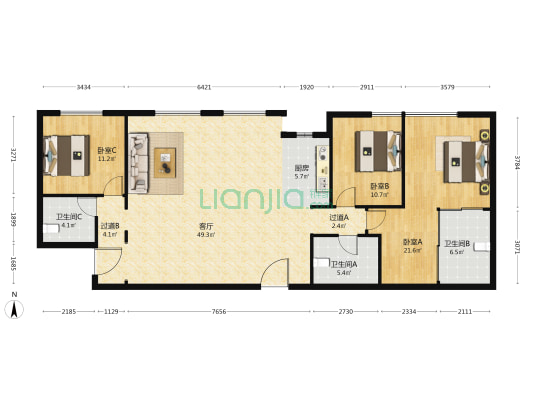 湖山春晓 3室1厅3卫 188平方