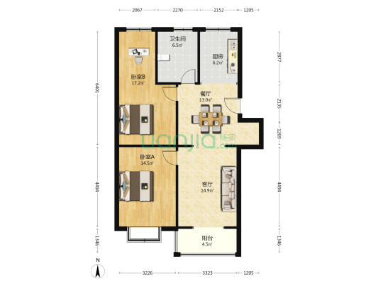 光华星城 2室2厅1卫 92平方