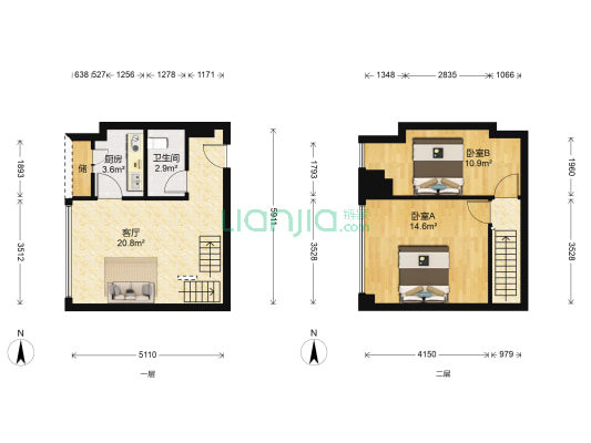 欧亚国际小美墅 2室1厅1卫 44平方