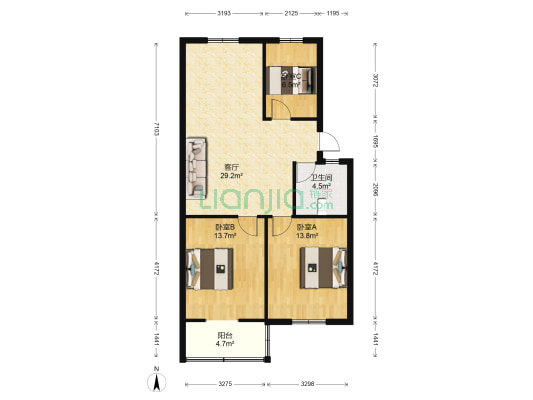四甲公寓 3室1厅1卫 93平方